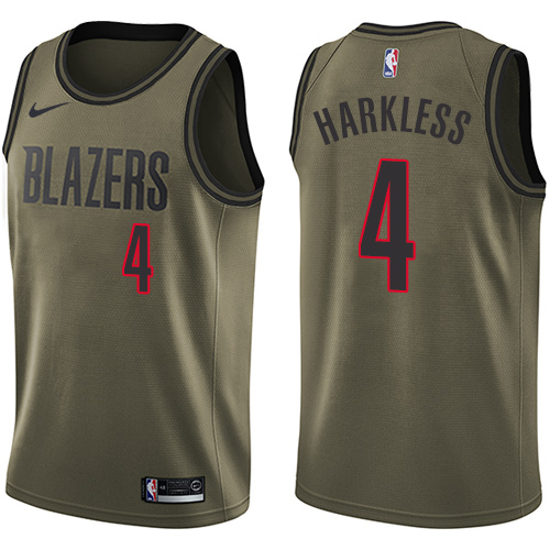 #4 Nike Swingman Moe Harkless Men's Green NBA Jersey - Portland Trail Blazers Salute to Service