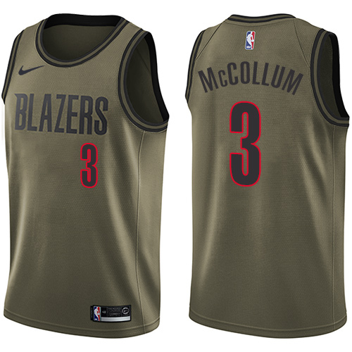 #3 Nike Swingman C.J. McCollum Men's Green NBA Jersey - Portland Trail Blazers Salute to Service