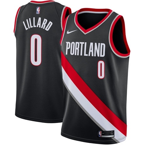 #0 Nike Swingman Damian Lillard Men's Black NBA Jersey - Portland Trail Blazers Icon Edition
