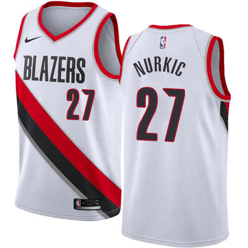 #27 Nike Authentic Jusuf Nurkic Men's White NBA Jersey - Portland Trail Blazers Association Edition
