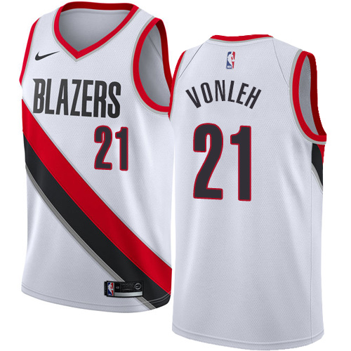 #21 Nike Authentic Noah Vonleh Men's White NBA Jersey - Portland Trail Blazers Association Edition