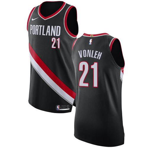 #21 Nike Authentic Noah Vonleh Men's Black NBA Jersey - Portland Trail Blazers Icon Edition
