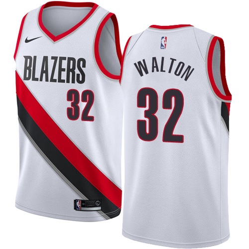 #32 Nike Authentic Bill Walton Men's White NBA Jersey - Portland Trail Blazers Association Edition