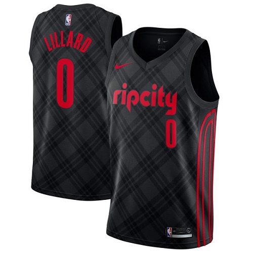 #0 Nike Swingman Damian Lillard Men's Black NBA Jersey - Portland Trail Blazers City Edition