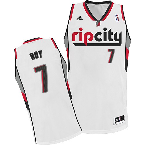 #7 Adidas Authentic Brandon Roy Men's White NBA Jersey - Portland Trail Blazers Throwback