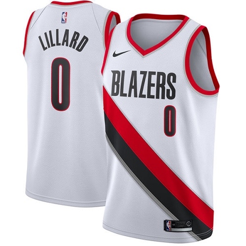 #0 Nike Swingman Damian Lillard Women's White NBA Jersey - Portland Trail Blazers Association Edition