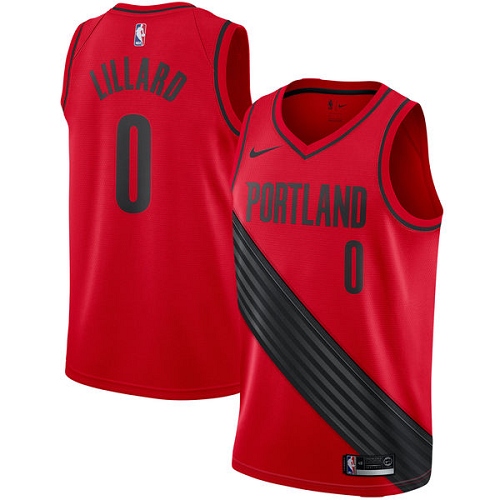 #0 Nike Swingman Damian Lillard Youth Red NBA Jersey - Portland Trail Blazers Statement Edition