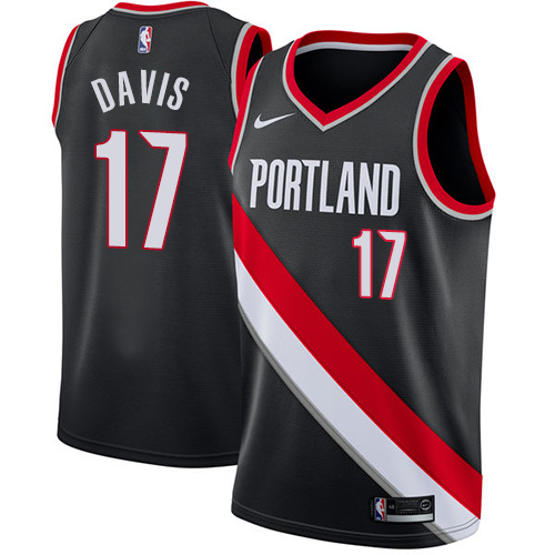 #17 Nike Swingman Ed Davis Women's Black NBA Jersey - Portland Trail Blazers Icon Edition