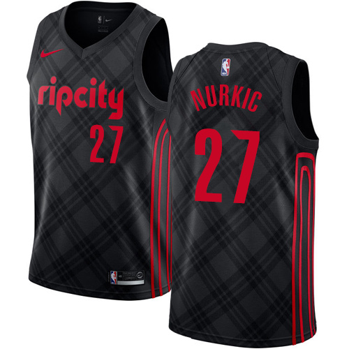 #27 Nike Authentic Jusuf Nurkic Men's Black NBA Jersey - Portland Trail Blazers City Edition
