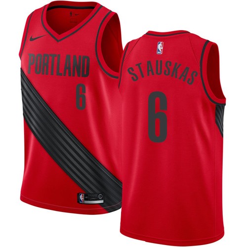 #6 Nike Authentic Nik Stauskas Men's Red NBA Jersey - Portland Trail Blazers Statement Edition