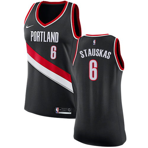 #6 Nike Authentic Nik Stauskas Women's Black NBA Jersey - Portland Trail Blazers Icon Edition