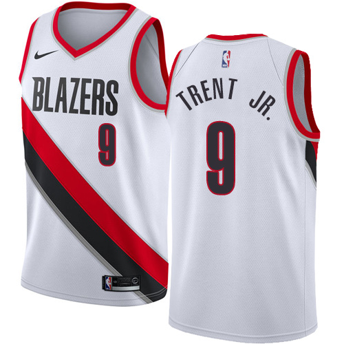 #9 Nike Authentic Gary Trent Jr. Men's White NBA Jersey - Portland Trail Blazers Association Edition