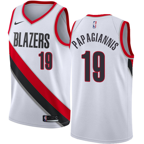 #19 Nike Authentic Georgios Papagiannis Men's White NBA Jersey - Portland Trail Blazers Association Edition