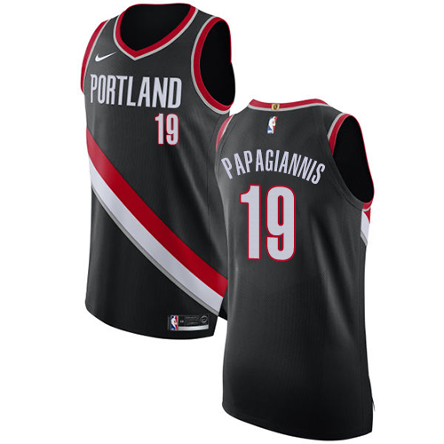 #19 Nike Authentic Georgios Papagiannis Men's Black NBA Jersey - Portland Trail Blazers Icon Edition