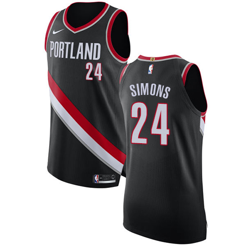 #24 Nike Authentic Anfernee Simons Men's Black NBA Jersey - Portland Trail Blazers Icon Edition