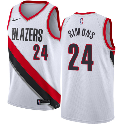 #24 Nike Swingman Anfernee Simons Youth White NBA Jersey - Portland Trail Blazers Association Edition
