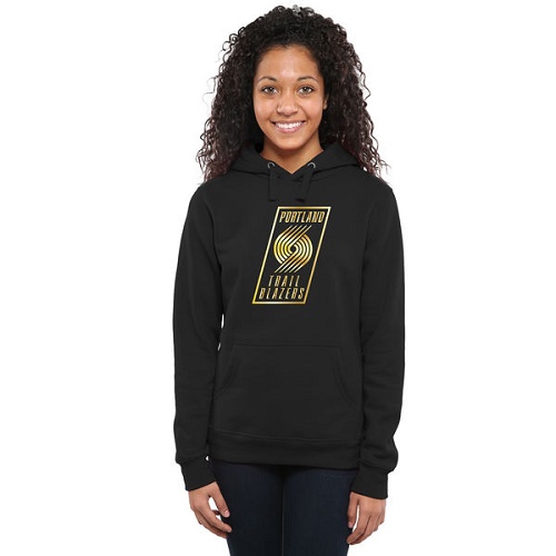 NBA Portland Trail Blazers Women's Gold Collection Ladies Pullover Hoodie - Black