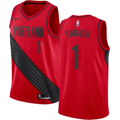 #1 Nike Authentic Evan Turner Men's Red NBA Jersey - Portland Trail Blazers Statement Edition